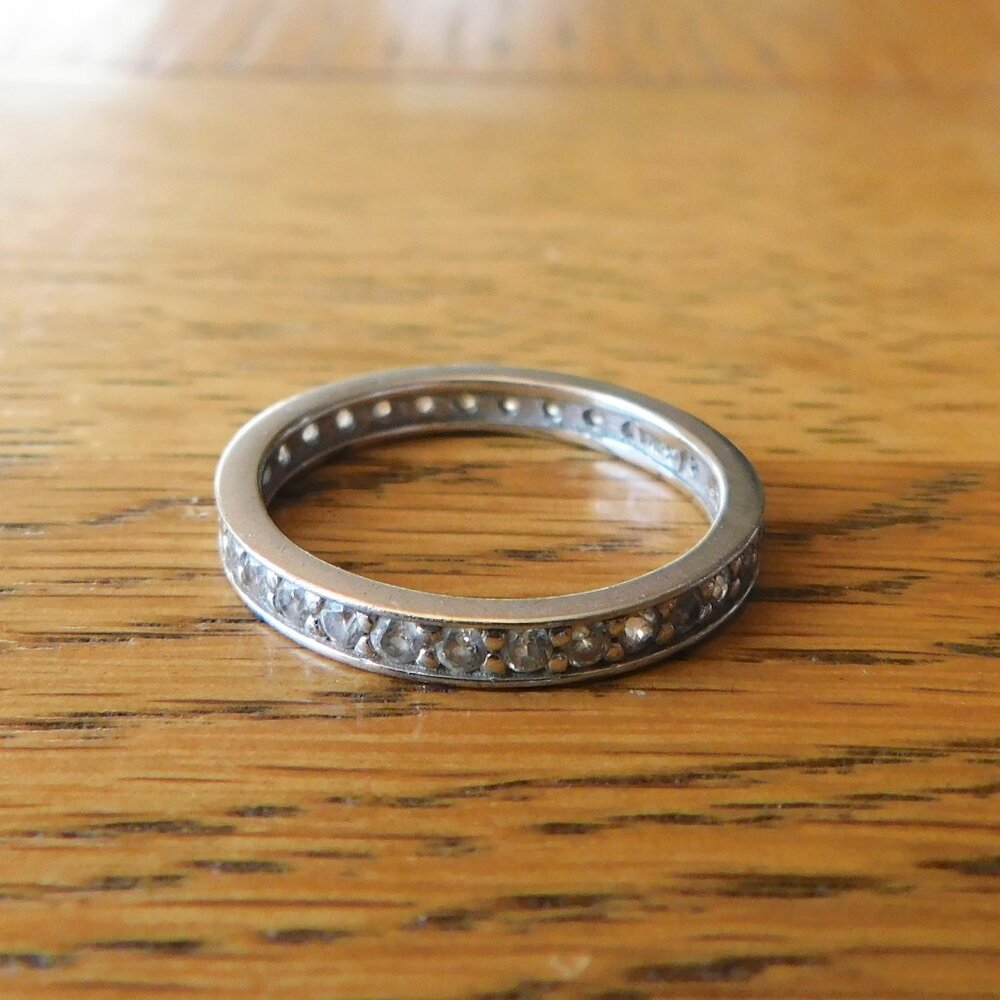 Sterling Silver Size 6.25 Ring with White Cubic Zirconia Stones
